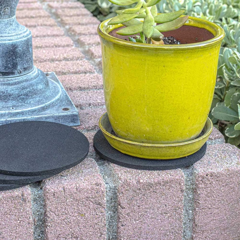 RevTime Round Rubber Trivet 1/4â€ Thickness for Rubber Cork Mat, Hot Pad, Stylish, Way to Set Any Plant Pot, Kettle, Anti-Shock mat for Fish Bowl. Spoon Rest (Pack of 4) Black (6") - Image 4